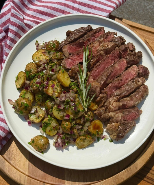 A Taste of Argentina: Grilled Grass-Fed Ribeye with Chimichurri Potato Salad