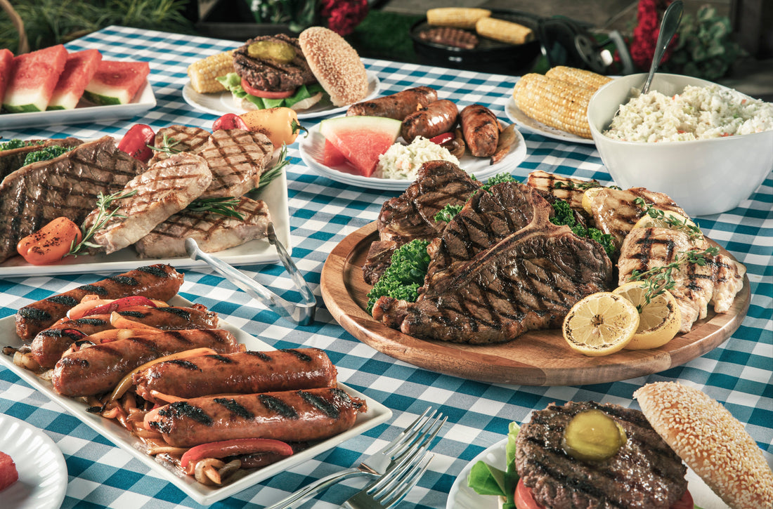 Table filled with grilled food